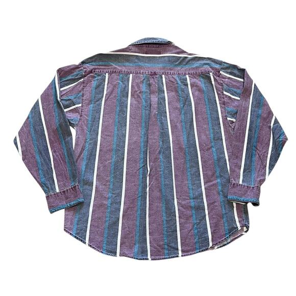 Vintage Y2K Todays News Striped Long Sleeve Button Down Shirt Size XL - Picture 5 of 5